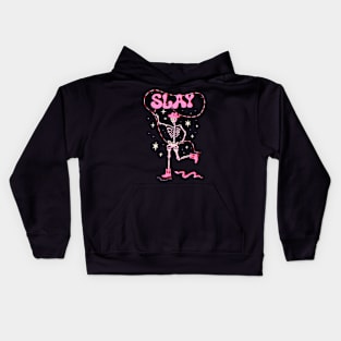 Slay Dancing skeleton in cowboy boots and hat Kids Hoodie